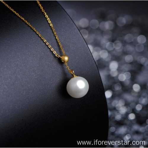 Pearl 18K Solid Gold Necklace Women